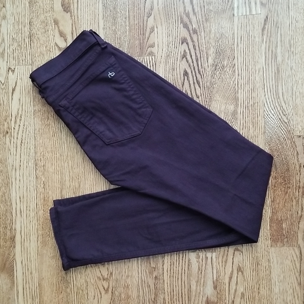 (24) rag & bone Skinny Cotton Blend Denim Jegging in Aged Wine Red Premium Denim